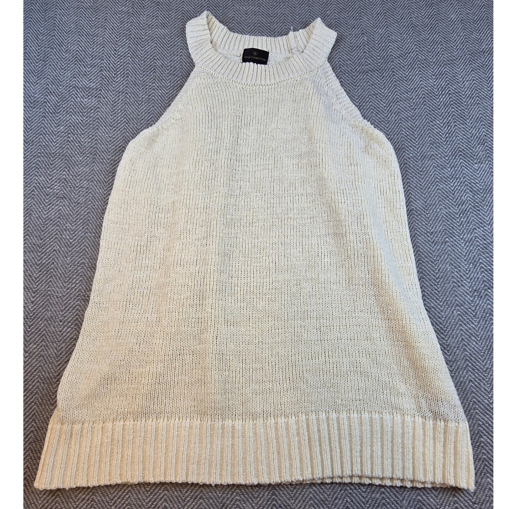 Worthington Cream Ivory High Halter Neck Sleeveless Knit Sweater Shell XXL
